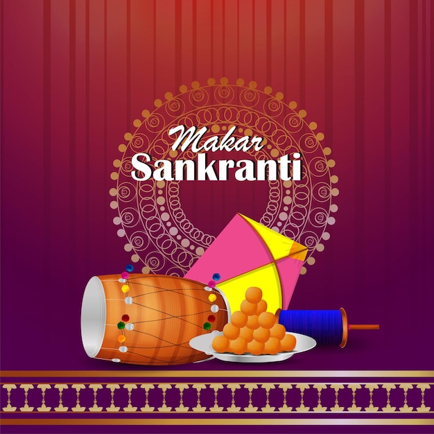 Premium Vector | Decorative background for happy makar sankranti with ...