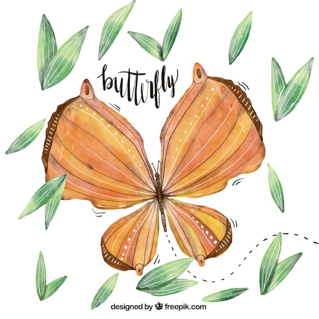 Decorative background of butterfly in orange\
tones