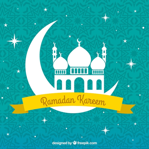 Free Vector Decorative Background Of Ramadan Kareem With Mosque