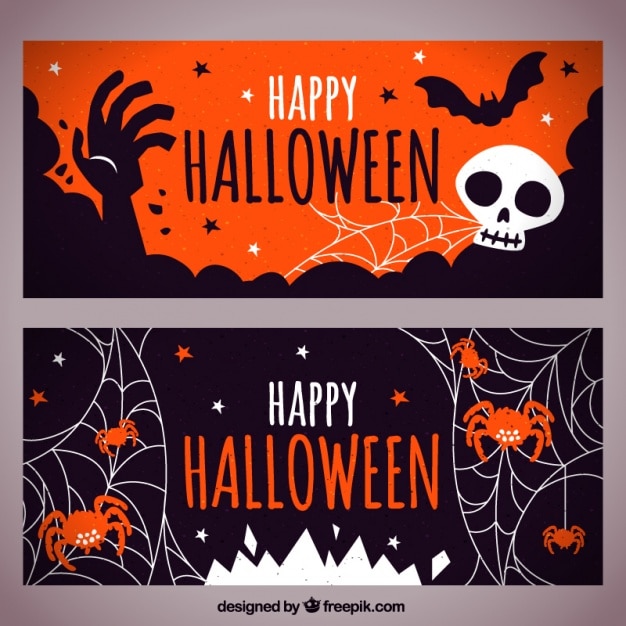 Free Vector | Decorative banners of halloween