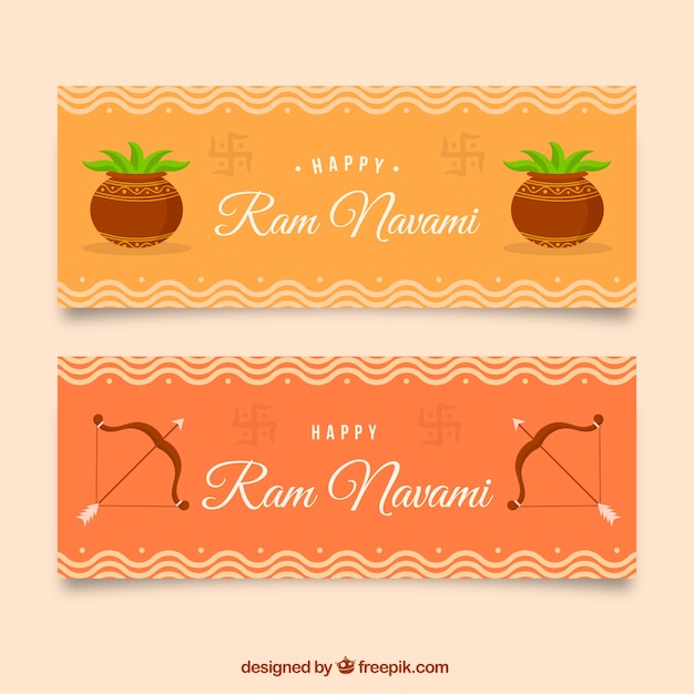 Decorative banners of happy ram navami