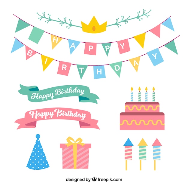 free-vector-decorative-birthday-elements-pack