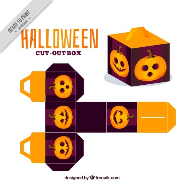 Free Vector | Decorative box with a halloween pumpkin