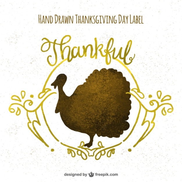 Decorative card of thanksgiving with watercolor\
turkey silhouette