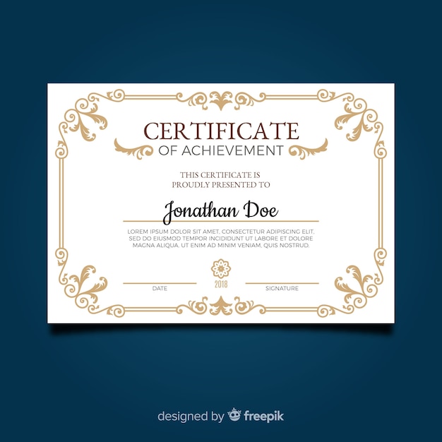 Free Vector | Decorative certificate template with golden elements