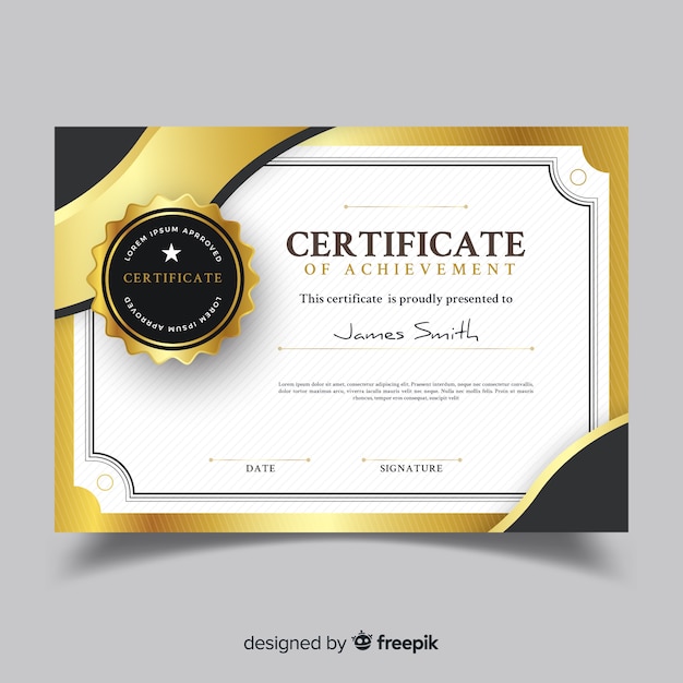 Premium Vector | Decorative certificate template with golden elements