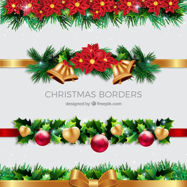 Premium Vector | Decorative christmas borders pack