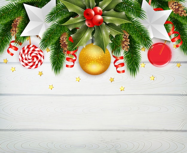 ヤドリギの装飾クリスマスフレーム 無料のベクター