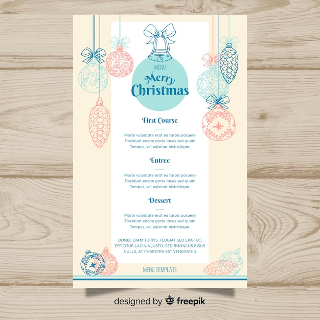 Free Vector | Decorative christmas menu template