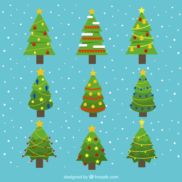 Alberi Di Natale Decorativi Con Disegni Geometrici Vettore Gratis