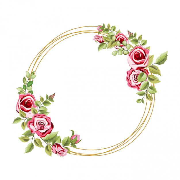 Premium Vector | Decorative circle frame with floral and leaves ornament