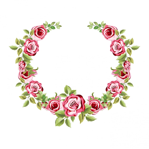 Download Decorative circle frame with floral and leaves ornament ...