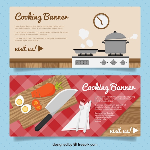 Download Free Download Free Decorative Cooking Banners In Flat Design Vector Freepik Use our free logo maker to create a logo and build your brand. Put your logo on business cards, promotional products, or your website for brand visibility.
