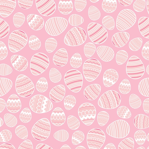 Decorative easter eggs seamless pattern on pink background. Premium Vector