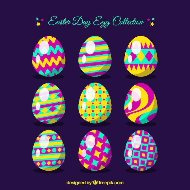 Uova Di Pasqua Decorativi Con Disegni Colorati Vettore Gratis