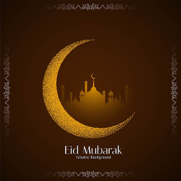 Free Vector Decorative Eid Mubarak Festival With Dotted Moon