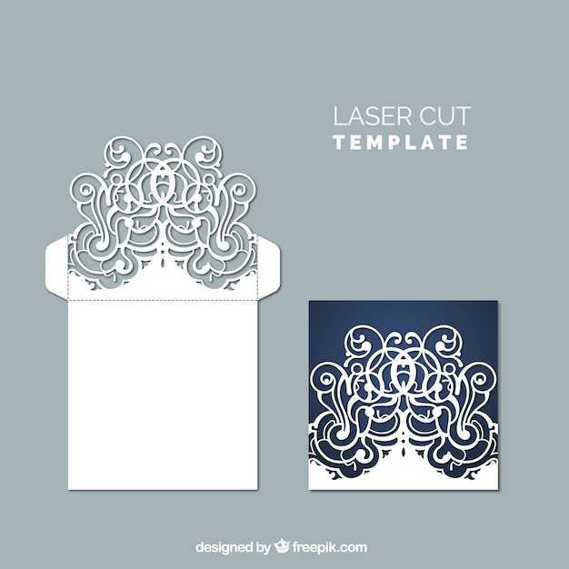 Decorative Envelope With Floral Laser Cut Free Vector