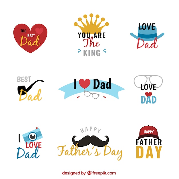 Decorative father's day stickers set
