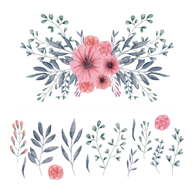 Download Decorative floral elements Vector | Premium Download