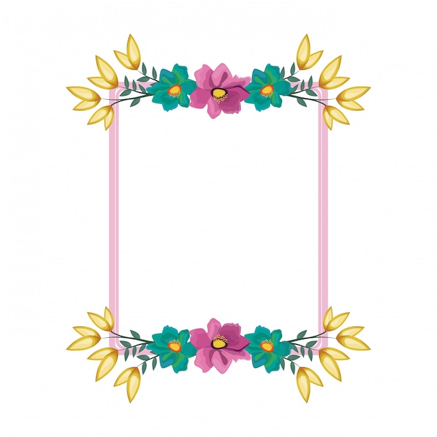 Download Decorative flowers square frame Vector | Premium Download