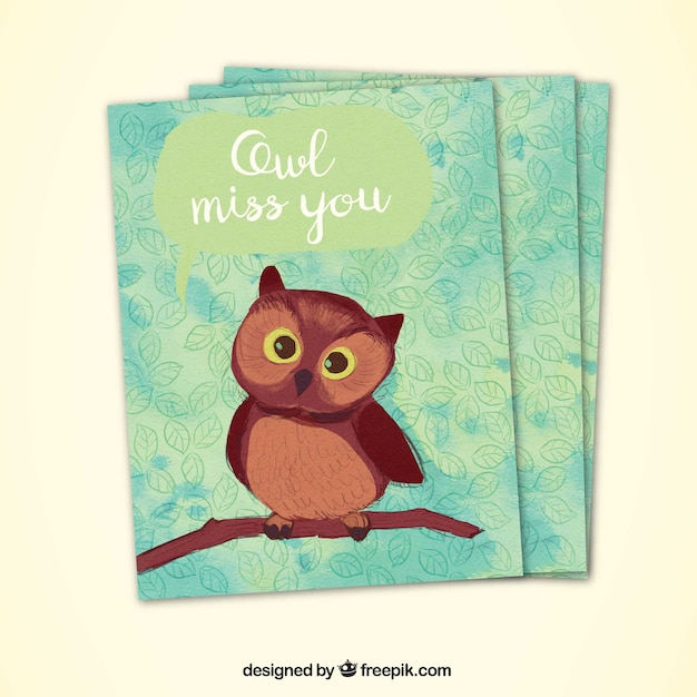 Decorative greeting card with cute owl | Free Vector