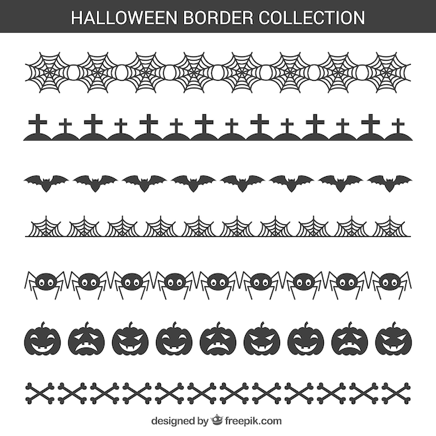 Download Decorative halloween border set Vector | Free Download