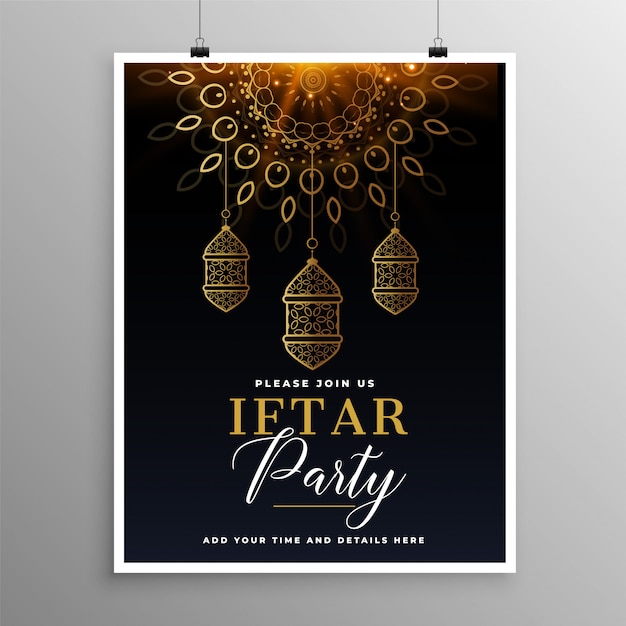 Decorative iftar party poster design | Free Vector