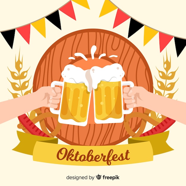Decorative oktoberfest background flat design Free Vector