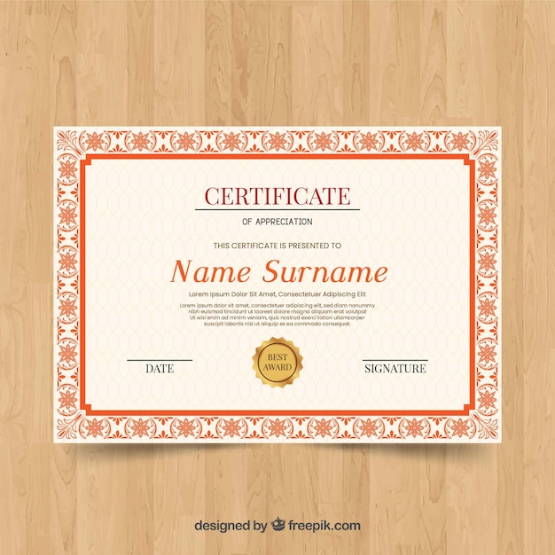 Decorative Ornamental Certificate Template Concept 