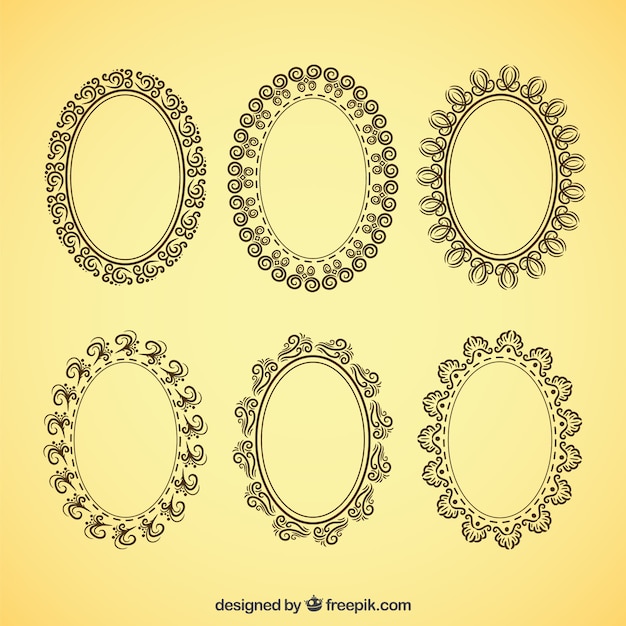Download Decorative oval frames in vintage style Vector | Free Download