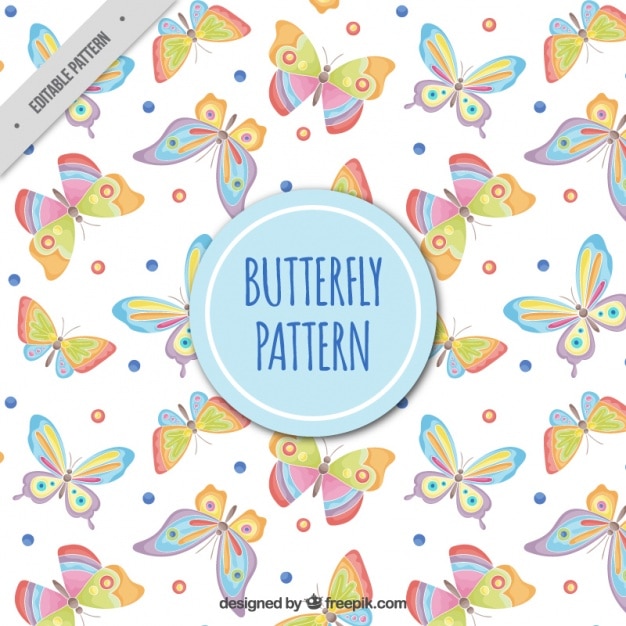 Decorative Pattern Of Butterflies With Small Circles Free Vector