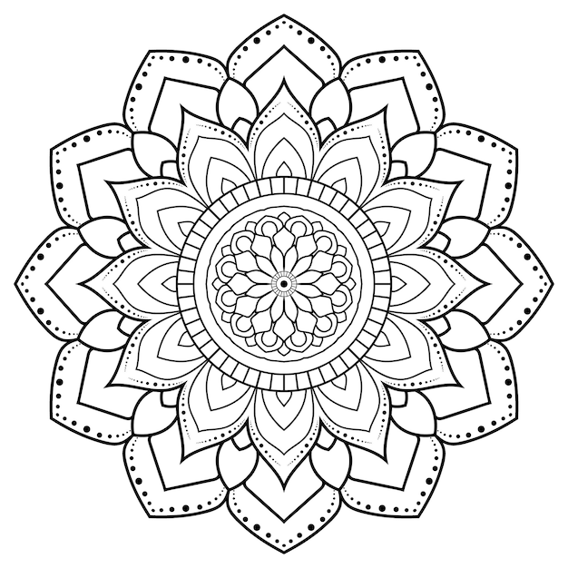 Download Decorative round ornament outline mandala. | Premium Vector