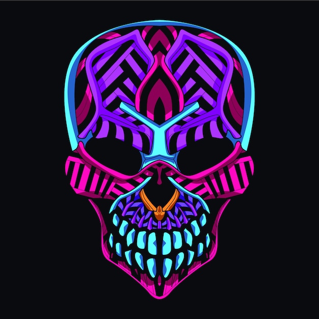 Premium Vector | Decorative skull from neon color