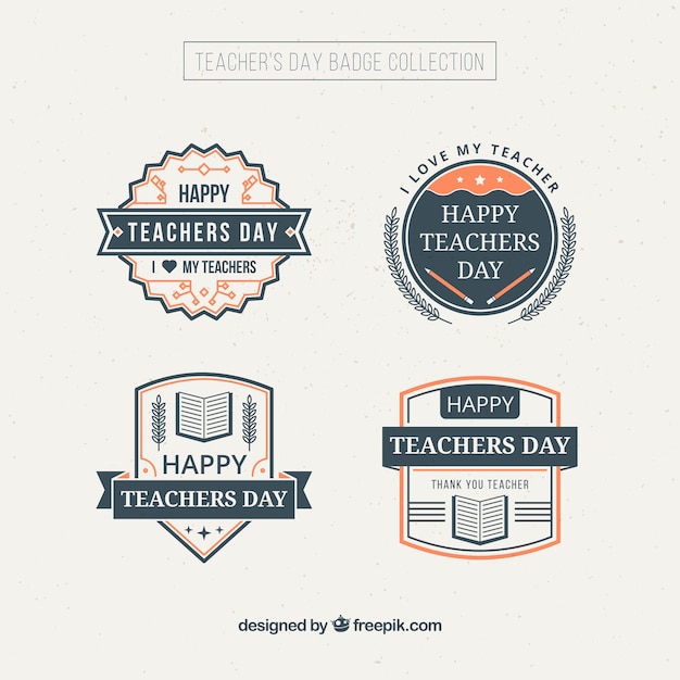 Free Vector | Decorative teacher's day badges in vintage style