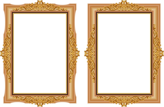 Decorative Vintage Of Wood Photo Frame With Corner Thailand Line