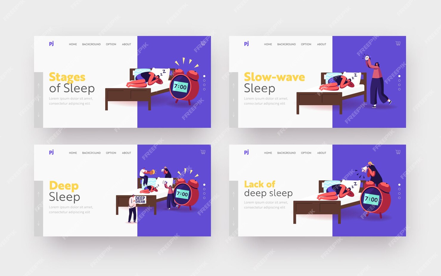 Premium Vector | Deep sleep phase, dreaming or nap landing page ...