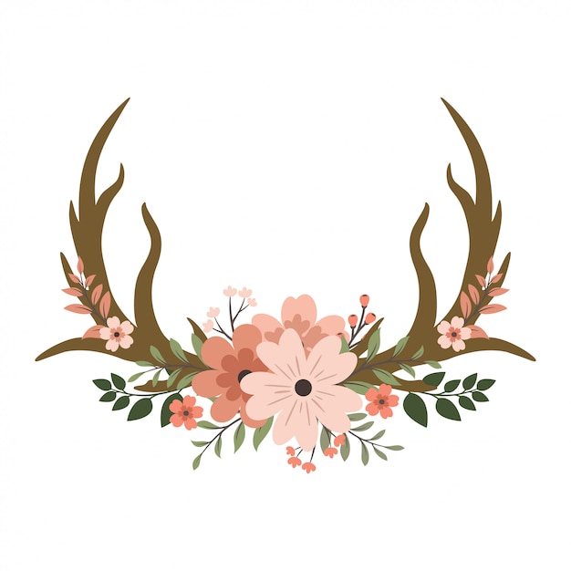 Download Bundle Set Of Deer Antlers With Floral / Premium Vector | Deer antlers floral - Here's how to ...
