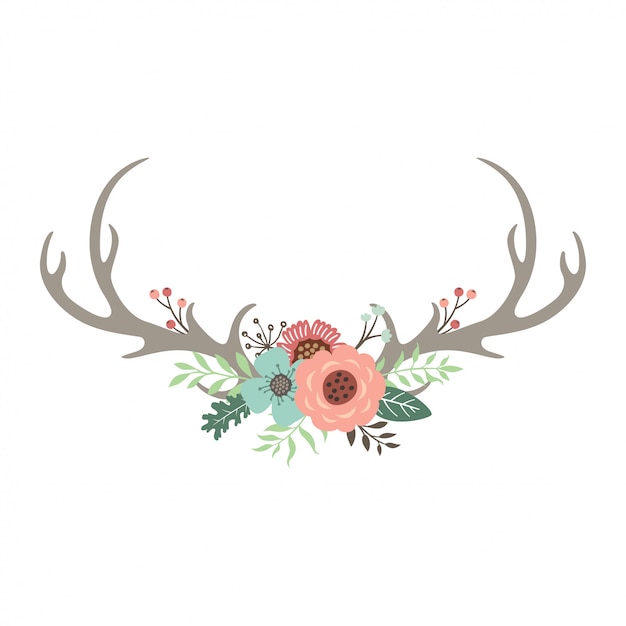 Deer antlers floral | Premium Vector