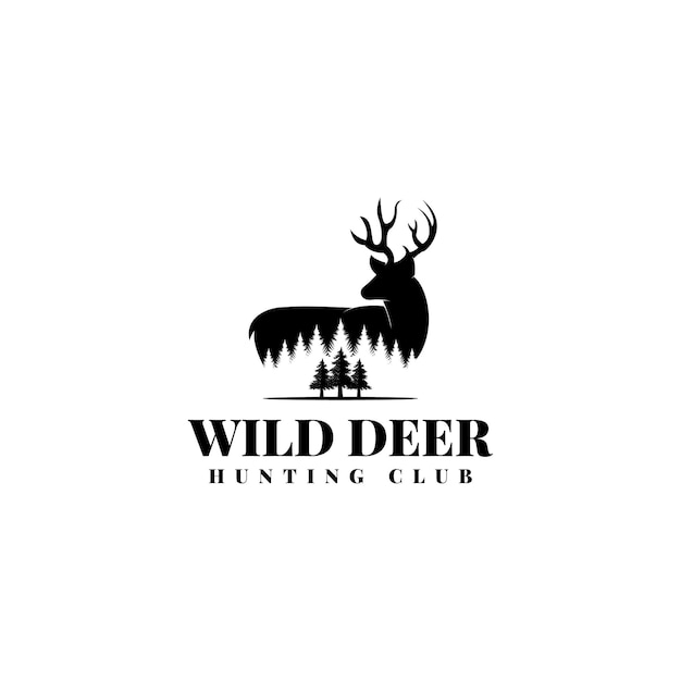 Premium Vector | Deer fir pine tree forest logo design vector