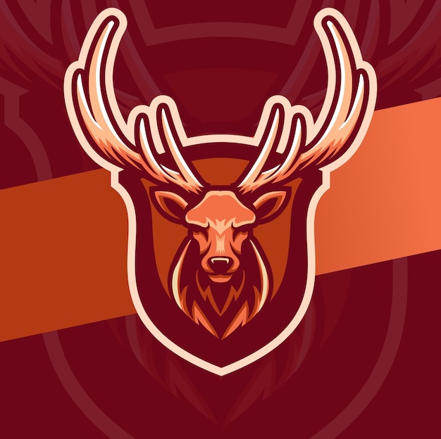 Premium Vector | Deer head mascot esport logo design character