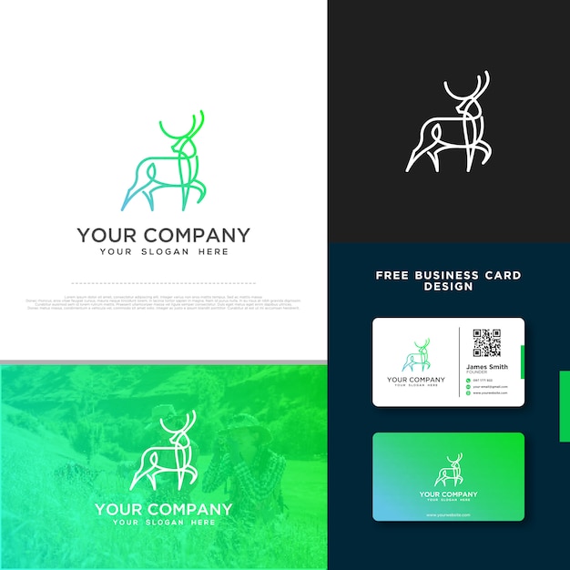 Download Free Deer Logo With Free Business Card Design Premium Vector Use our free logo maker to create a logo and build your brand. Put your logo on business cards, promotional products, or your website for brand visibility.