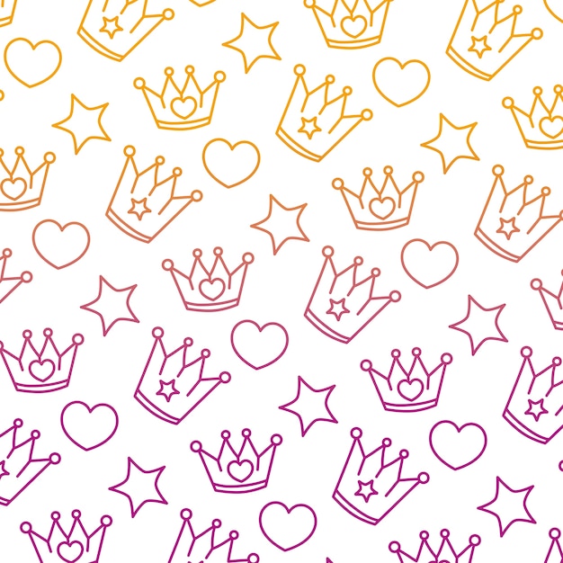 Degraded line metal crown with heart and star background | Premium Vector