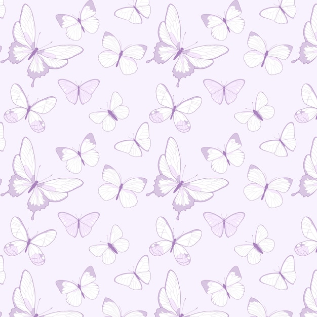 Premium Vector | Delicate butterflies pattern