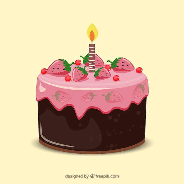 Download Delicious birthday cake in hand drawn style Vector | Free ...