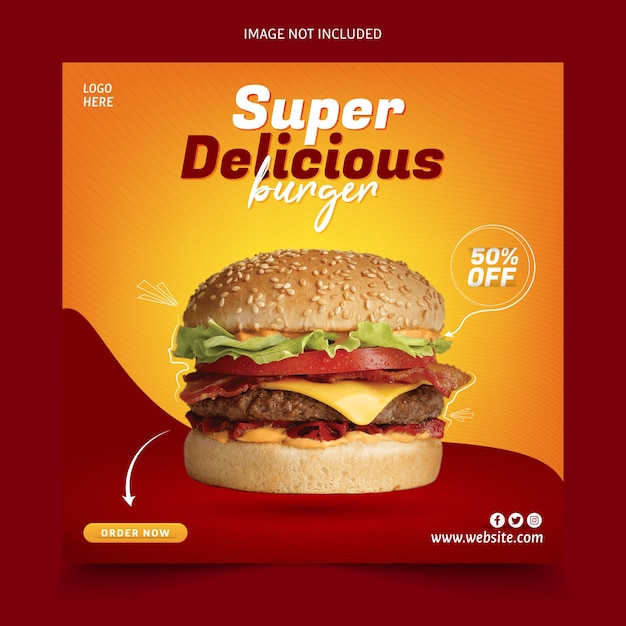 Premium Vector Delicious Burger Offer Social Media Post