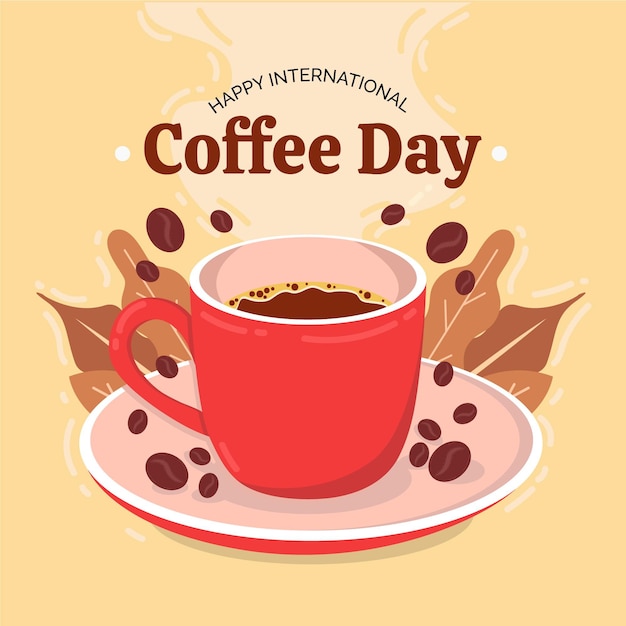 Delicious coffee beverage and beans Free Vector