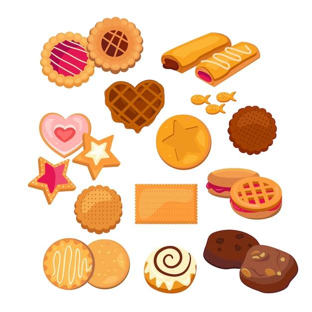 Delicious cookies set Free Vector