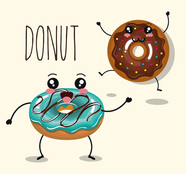 Premium Vector | Delicious donut comic character vector illustration design