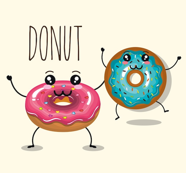 Premium Vector | Delicious donut comic character vector illustration design