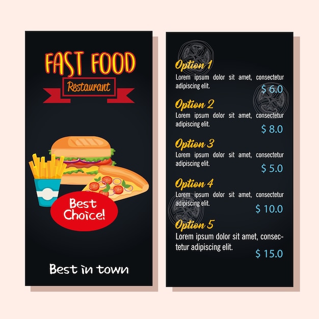 Premium Vector | Delicious fast food restaurant menu card